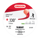 Oregon Trimmer Line - 23-331 - Red Gatorline - Round - .130" Gauge, 1 lb. Donut, 153 Feet