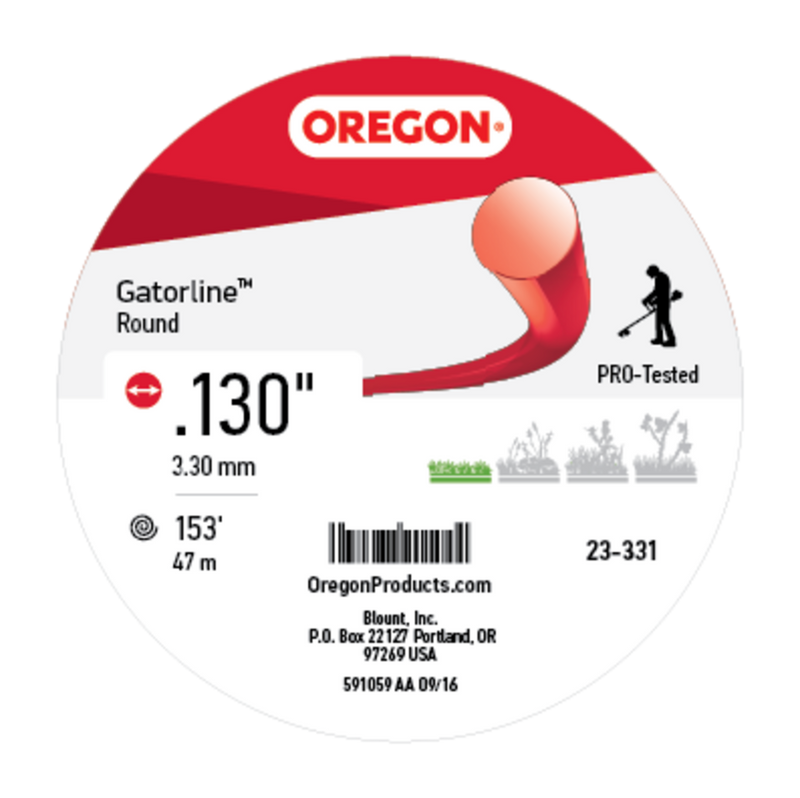 Oregon Trimmer Line - 23-331 - Red Gatorline - Round - .130" Gauge, 1 lb. Donut, 153 Feet