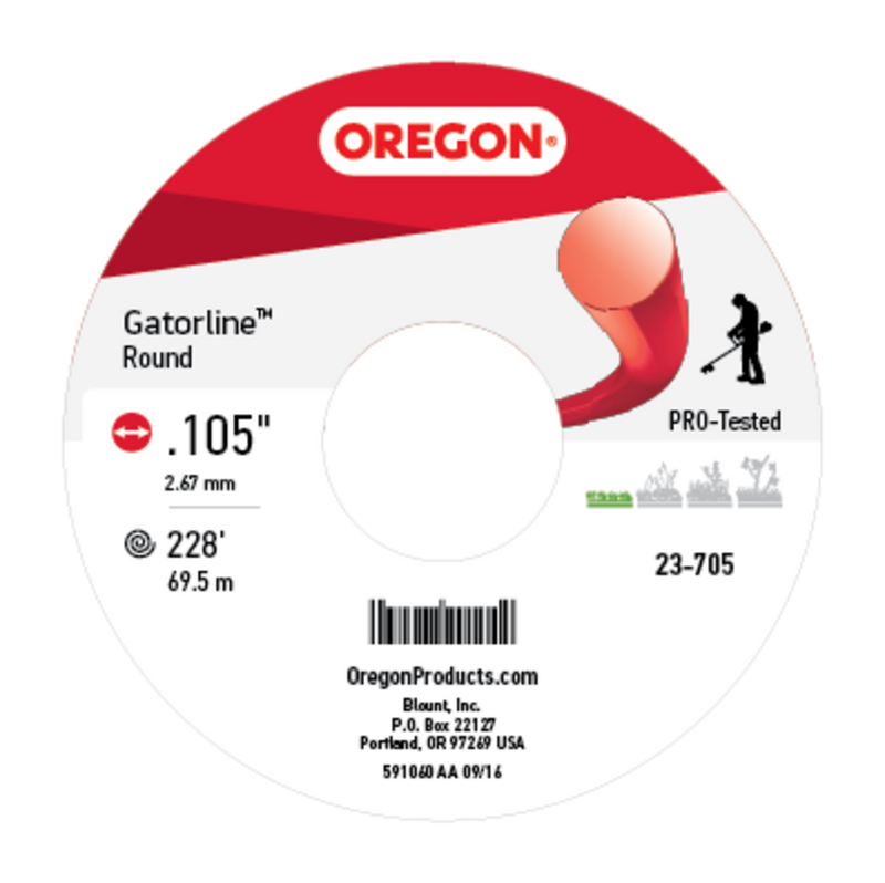 Oregon Trimmer Line - 23-705 - Red Gatorline - Round - .105" Gauge, 1 lb. Donut, 289 Feet