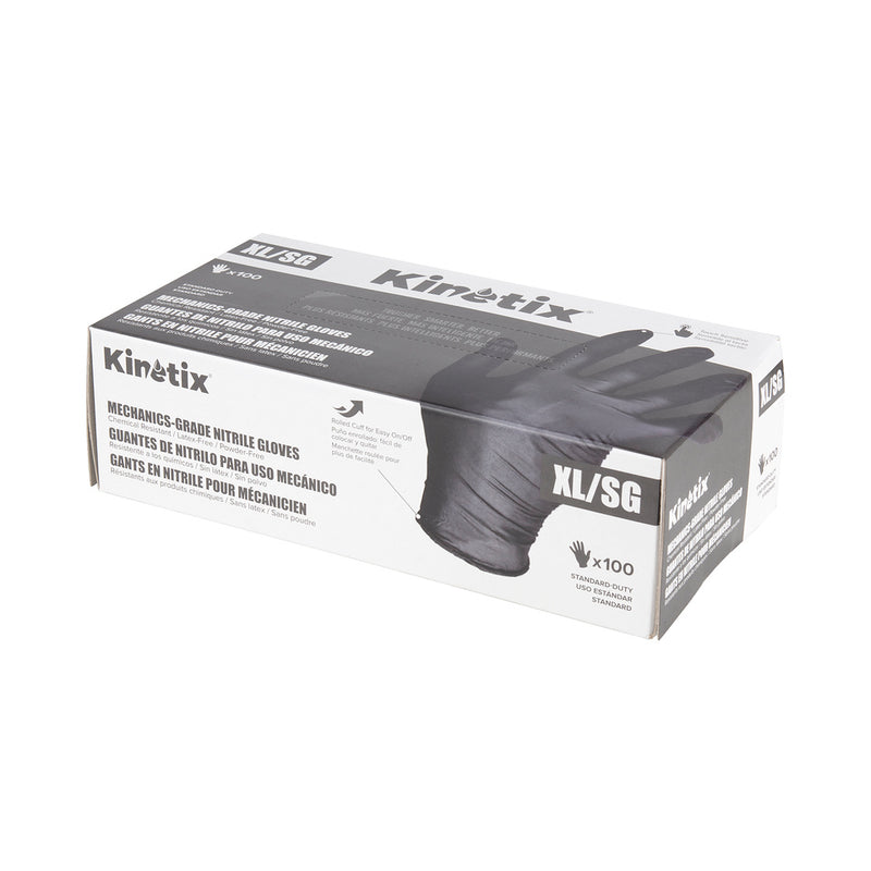 Kinetix - 80039 - Mechanics-Grade Nitrile Gloves, 4 Mil Standard-Duty, Extra Large - Box of 100 Gloves