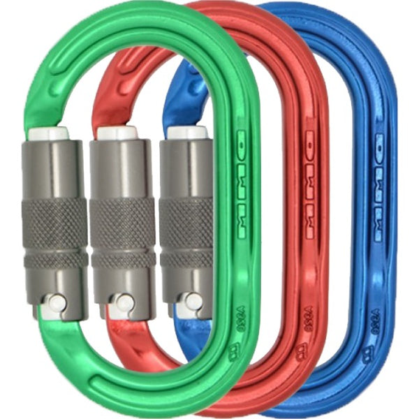 KMM - A327-P3 - Titanium/green Ultra-O Range 3 Pack Aluminum Carabiners