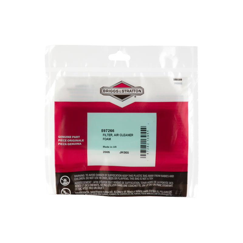 Briggs & Stratton - 597266 - FILTER AIR CLEANER FOAM