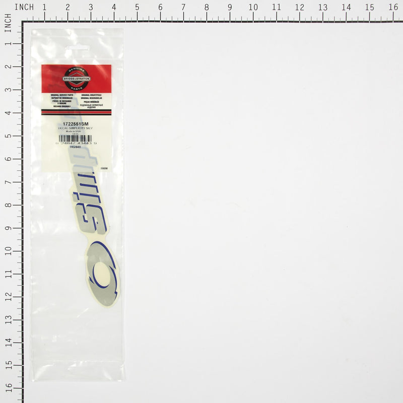 Briggs & Stratton - 1722551SM - DECAL-SIMPLICITY SILV