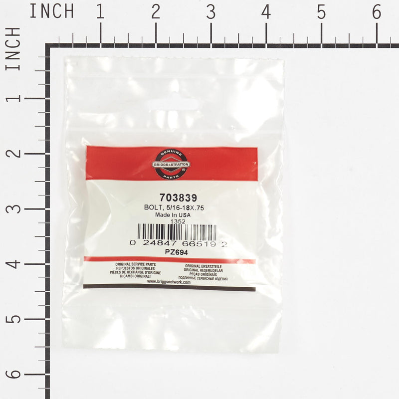 Briggs & Stratton - 703839 - BOLT 5/16-18X.75