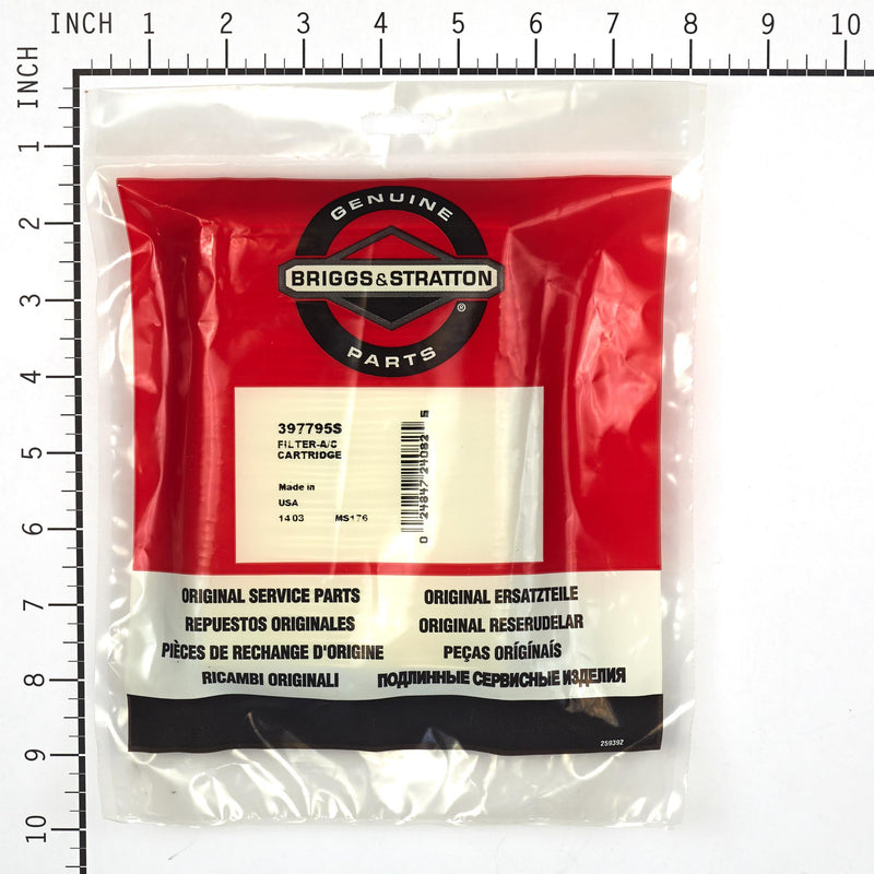 Briggs & Stratton - 397795S - Flat Air Filter Cartridge