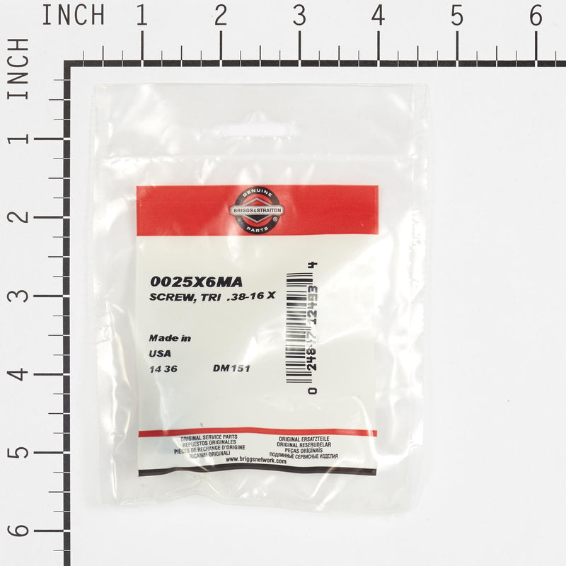 Briggs & Stratton - 25X6MA - SCREW TRI  .38-16 X